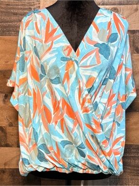 Silky crossover top, gathered bottom